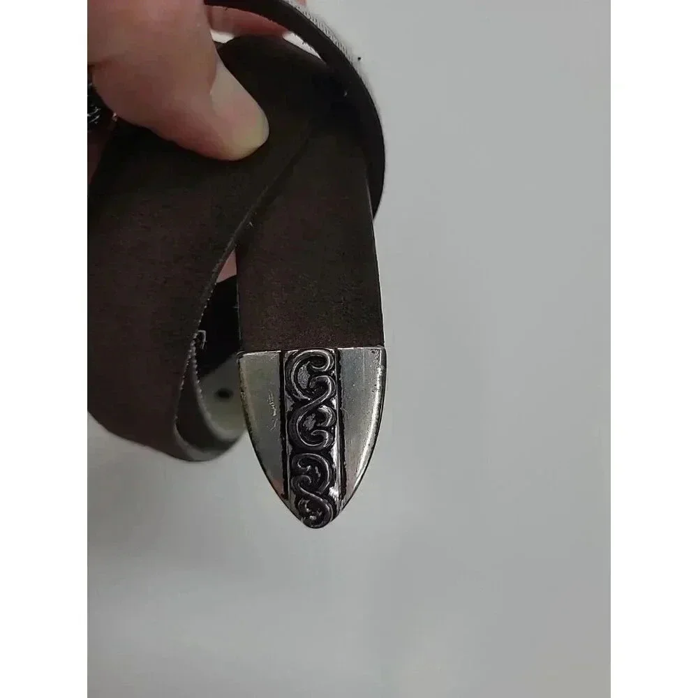 Vintage Brown Suede Leather Belt Women's M Y2K 90's Vibe